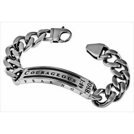 Bracelet-Cable-Courageous (Josh 1:9) (Mens) Sz 8