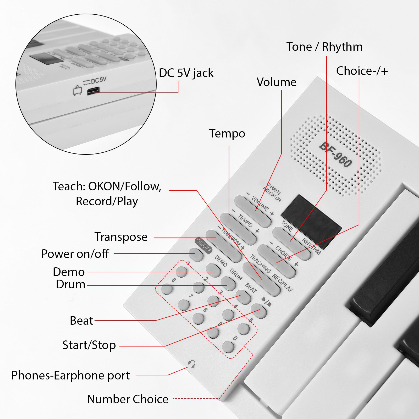 Bigfun 61-Key Foldable Electronic Piano with Bag photo 8