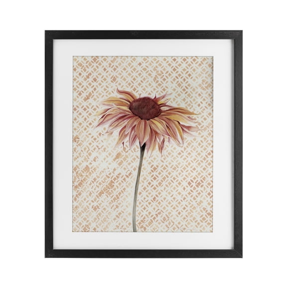 Stupell Industries Farmhouse Sunflower on Detailed Pattern Black Framed Print Under Glass, 13 x 16, by Cady Driver