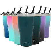 Simple Modern 22oz Slim Cruiser Tumbler with Straw & Closing Lid Travel Mug - Gift Double Wall Vacuum Insulated - 18/8 Stainless Steel Water Bottle -Riptide