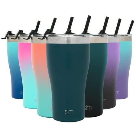 Simple Modern 22oz Slim Cruiser Tumbler with Straw & Closing Lid Travel Mug - Gift Double Wall Vacuum Insulated - 18/8 Stainless Steel Water Bottle -Riptide