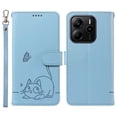thumbnail image 1 of For Xiaomi Redmi Note 14 4G (164.84mm) Wallet Case with Wrist Strap Cat Pattern Imprint Leather Phon, 1 of 5