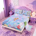 thumbnail image 2 of meiyoeat watercolor Sea Life Coral Bed Sheets,Ocean Initial A Full Size Sheets,4-Piece,1 Flat Sheet,1 Fitted Sheet and 2 Pillowcases, 2 of 6