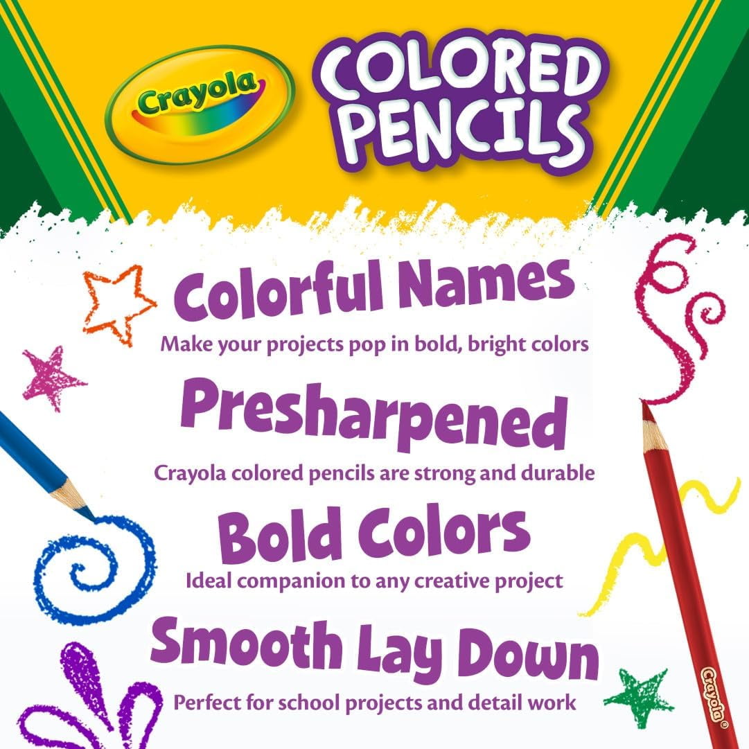 Crayola® Short Colored Pencils, 64ct – Pre-Sharpened, Vibrant Colors for Kids & Crafts
