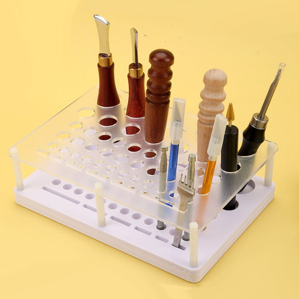 PVC1eatherTool Storage Rack with Multiple Holes Punch Craft Tool Organizer Shelf Suitable for Professional Technicians