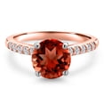 thumbnail image 3 of Gem Stone King 10K Two Tone Gold Red Garnet and Lab Grown Diamond Engagement Ring for Women | 2.70 Cttw | Round 8MM | Gemstone January Birthstone | Size 7, 3 of 6