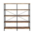 thumbnail image 3 of Display Shelves, Antique Nutmeg and Black Double-Wide Bookcase, Brown Shelving Units,Wood Wooden Display Shelves, Furniture Primary Living Space Display, Shelving & Etageres Antique Nutmeg and Black, 3 of 6