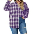 thumbnail image 3 of Fantaslook Plus Size Flannel Plaid Shirts for Women Long Sleeve Button Down Shirts Casual Loose Blouses Tops, 3 of 9