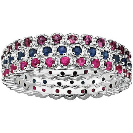 Sterling Silver Stackable Expressions Eternity of Color Ring Set