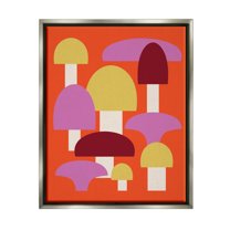 Stupell Industries Pop Style Mushrooms Botanical & Floral Painting Gray Floater Framed Canvas Art Print Wall Art, 17 x 21