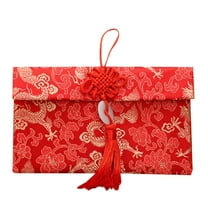 Gnmfd 2024 High-Grade Brocade Fabric Red Envelopes, Lucky Money Packets for New Year Wedding Christmas Gifts, Self-Sealing Elegant Design Holds Cash Cards Decorations for Festive Occasions