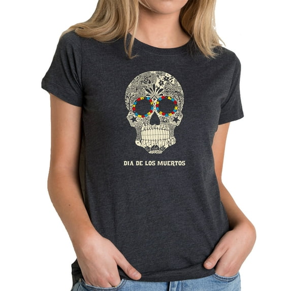 LA Pop Art Women's Premium Blend Word Art T-shirt - Dia De Los Muertos