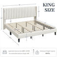 thumbnail image 6 of Topeakmart Upholstered Platform Bed with Headboard, King, Ivory, 6 of 7
