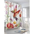 thumbnail image 3 of Spring Floral Shower Curtain Set, Waterproof Shower Curtains for Bathroom, Summer Botanical Birds Flowers Pastoral Washable Fabric Cloth Bath Curtain for Bathtub Decoration with Hooks 48x72 Inches, 3 of 6