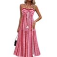 thumbnail image 1 of Robe Longue Maxi Taille Haute à Col Licou Imprimée de Style Bohème pour Femme Rose G, 1 of 9