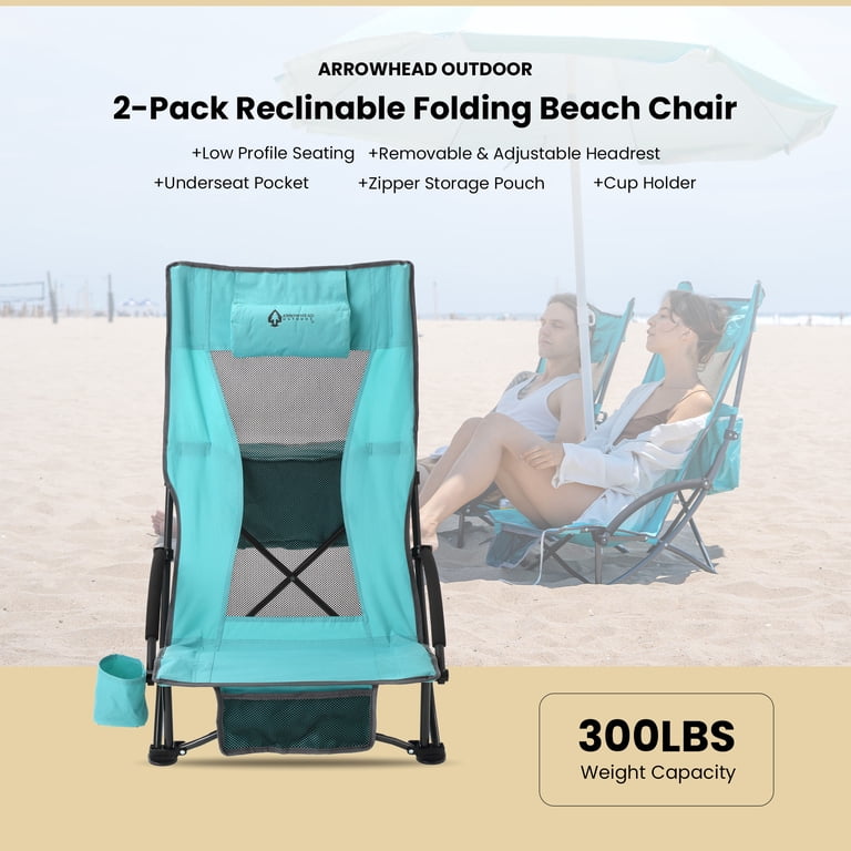 Arrowhead Outdoor 2-Pack Low Seating + 20¬∞ Reclining Beach Chair