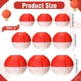 thumbnail image 2 of Faroles de papel Honoson, 9 unidades, rojo y blanco, 20-30 cm, 2 of 3