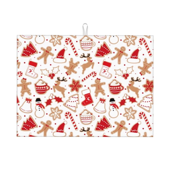 Vsdgher Gingerbread Holiday Sweets Dish Drying Mat Super Absorbent Drying Mat Large Dish Drying Mats for Kitchen Counter Kitchen Drying Mat 24" x 18"