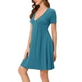 thumbnail image 4 of INSPIRAR CHIC Vestido de Noche para Mujeres Pijamas Camisón de Noche con Cuello en V Profundo Túnica de Descanso XS Azul Lago, 4 of 5