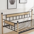 thumbnail image 4 of SYNGAR Metal Daybed with Trundle, Modern Home Twin Daybed with Pop Up Trundle Twin Size Sofa Bed W/ Steel Slats Support, Platform Bed Frame No Box Spring Needed, Black, D6612, Adult, 4 of 12