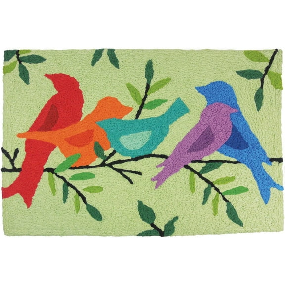 Jellybean 20 in. W X 30 in. L Multicolored Morning Song Birds Polyester Accent Rug