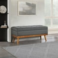 thumbnail image 2 of Katheryn Storage Bench in Charcoal Fabric with Spice Finish Legs, 2 of 8