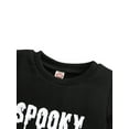 thumbnail image 3 of Okbabeha Children Halloween Printed Pattern Pullover, Black Round Collar Tops, 3 of 7