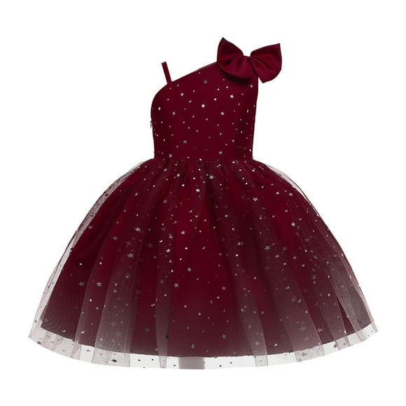 Zshosam Toddler Tulle Dress Toddler Girl Tulle Dress Ruffle Sleeveless Summer Girls' Dresses Birthday Wedding Casual Size 3T 4T,(Wine 3-4 Years)
