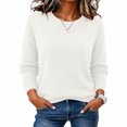 thumbnail image 5 of tarylea Knitted Tops for Women Long Sleeve Crew Neck Sweater Tops Casual Loose Fall Comfy Solid Color Tops, 5 of 6