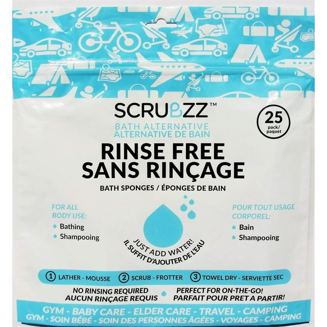 Scrubzz Disposable NO RINSE Bathing Wipes- 25 Pack