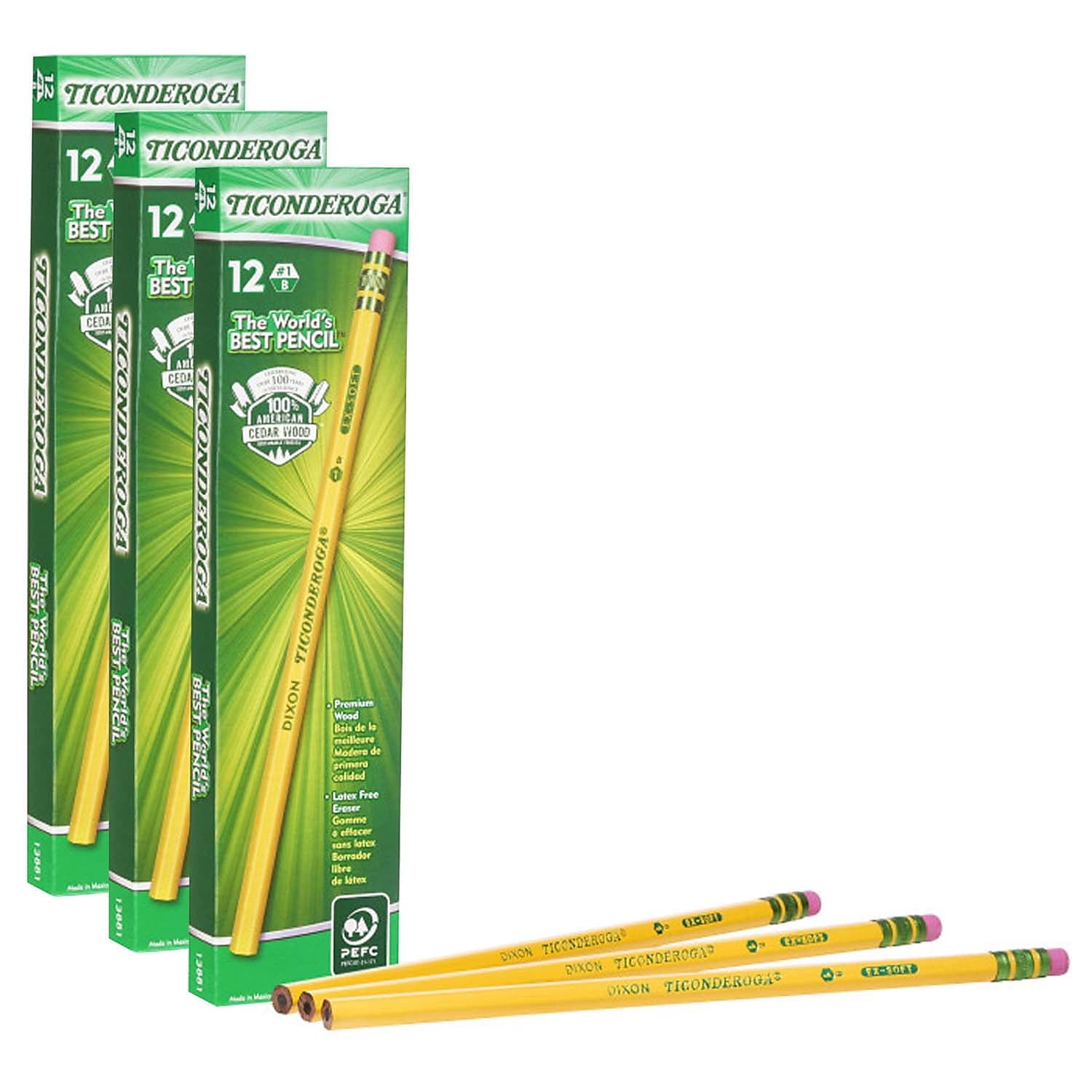 TICONDEROGA Soft Black Lead Pencils No 10 Pencils 2 Yellow 