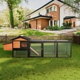 thumbnail image 2 of Wooden Chicken Coop Outdoor, Large Hen House with Nesting Box & Waterproof Roof, Rabbit Hutch Bunny Cage with Slide-Out Tray, Predator-Proof Lock, 2 of 8