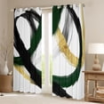 thumbnail image 2 of Castle Fairy Stripes Blackout Curtains Set of 2 (52x84 Each),Green Gold Window Curtains, 2 of 6
