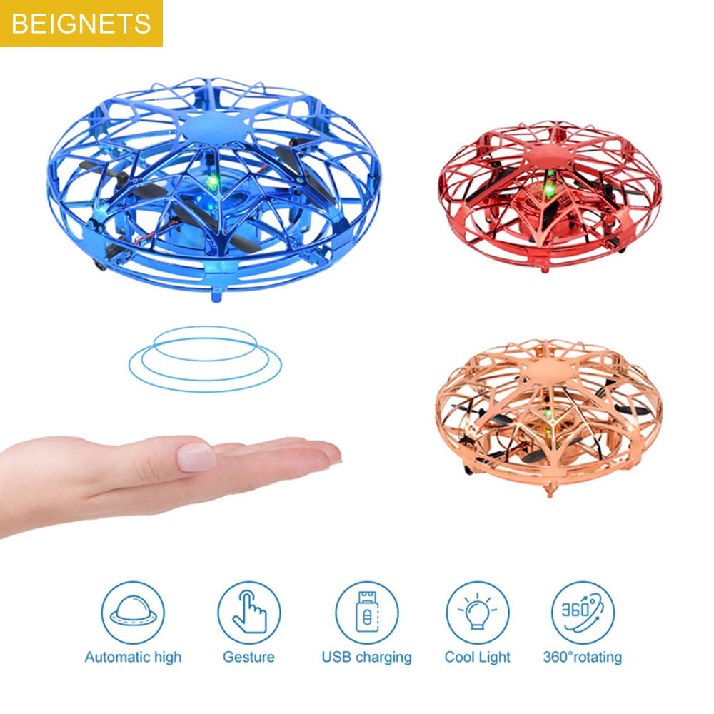 Mini Drone,Levitation UFO Drone,Hand Operated Quad Induction,Mini Handheld USB Fan USB Charging Aircraft Toys with LED Light for Boys and Girls b