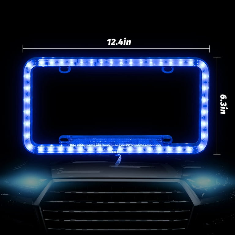 eing License Plate Frame Auto 12 V 54 LED Color Light Acrylic