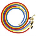 thumbnail image 2 of 1.6M Refrigerant A/C Charging Hoses with Valves HVAC 1/4In SAE Fit for R134A R12 Coolant Adding and Air Condition,3 * Hoses, 2 of 8