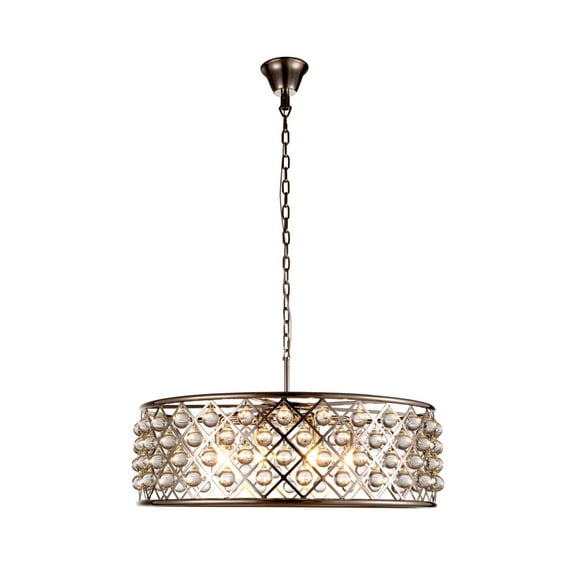 1213 Madison Collection Pendant Lamp D:32in H:10.5in Lt:8 Polished Nickel Finish Royal Cut Crystal (Clear)