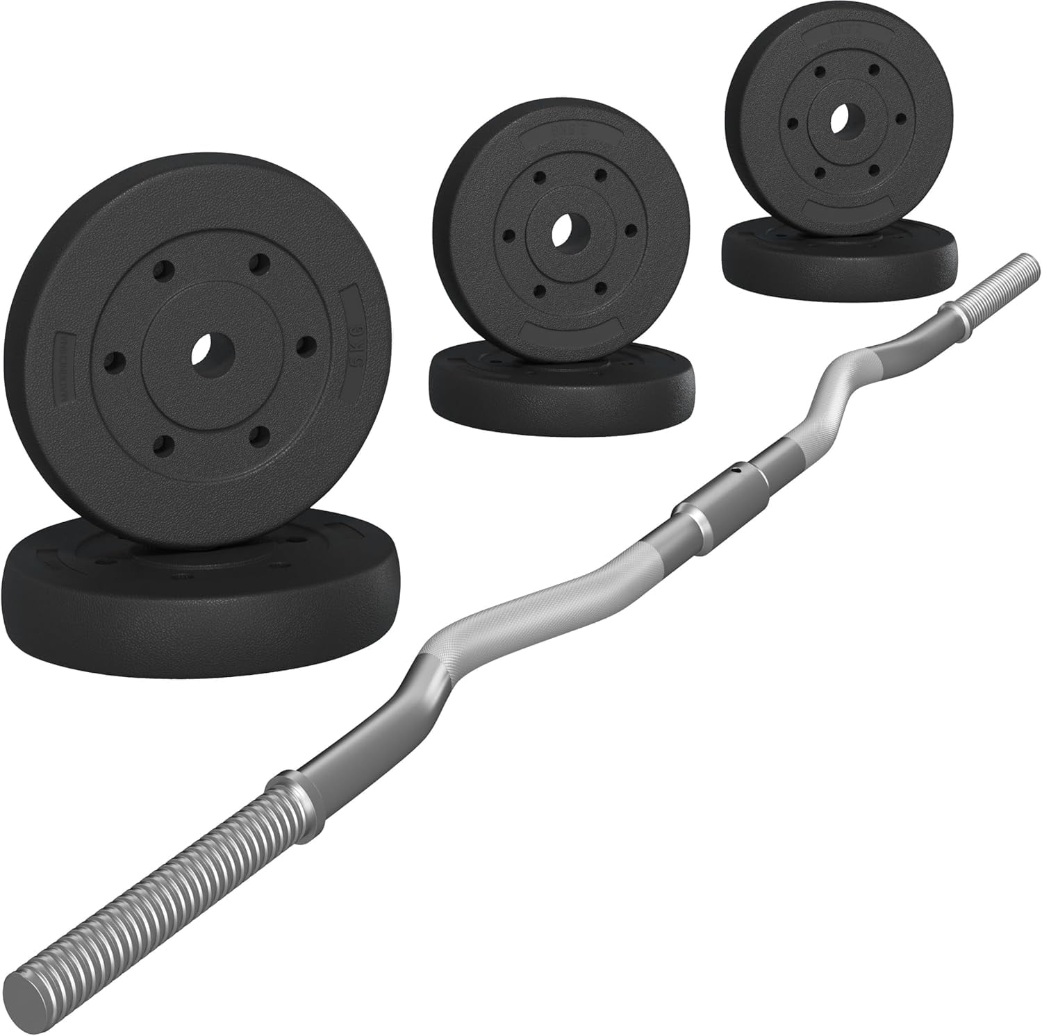 Libra 55 lbs Barbell Set Olympic Curl Bar Weights & 2 Olympic Barbell Clamps Strength Training Bars