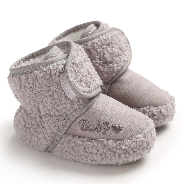 1 par de zapatos de bebé, botas, pantuflas, cálidos, niñas, niños, calcetines antideslizantes para bebés y niños pequeños, gris, longitud interior: 13cm TUNC Sencillez