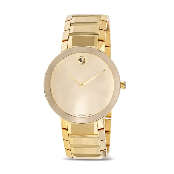 Movado Sapphire Men's Gold-Tone Stainless Mirror Dial Quartz Watch 0607180