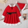 thumbnail image 5 of MEZZALL Toddler Baby Kids Girls Suit Christmas Princess Dress Hat 2PCs Sets Outfits Solid Color Classic Child Outfits Sets, 5 of 9