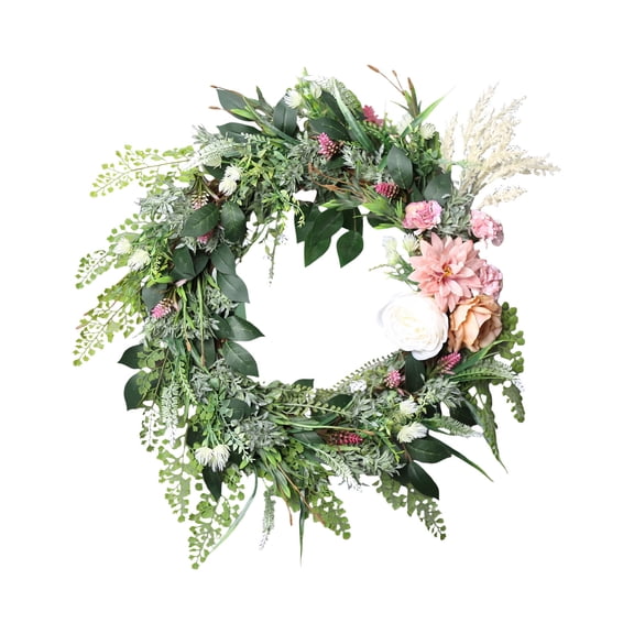 Hand Weaving 18Inch Christmas Decorations - Norfolk Wreath With Bells And Ribbon - Artificial Wreath For Home Table Wall Window Indoor Outdoor Outside Decoratio Summer Door Decoration