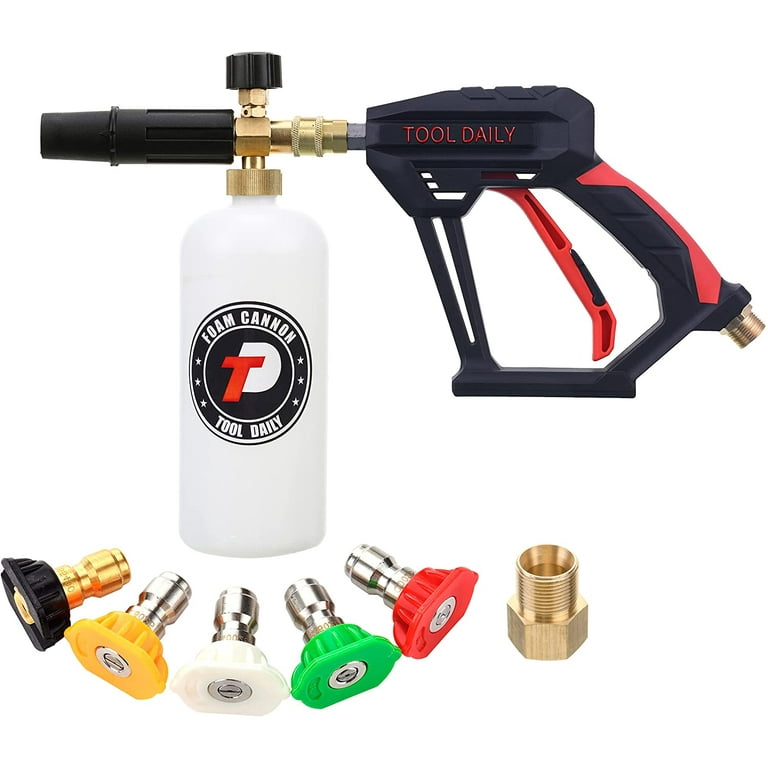 FX6YRLR Toolcy Foam Cannon Kit with Pressure Washer Gun 5000 PSI, 5 Pressure  Washer Nozzle Tips, 1/4 Quick Connector, Professional