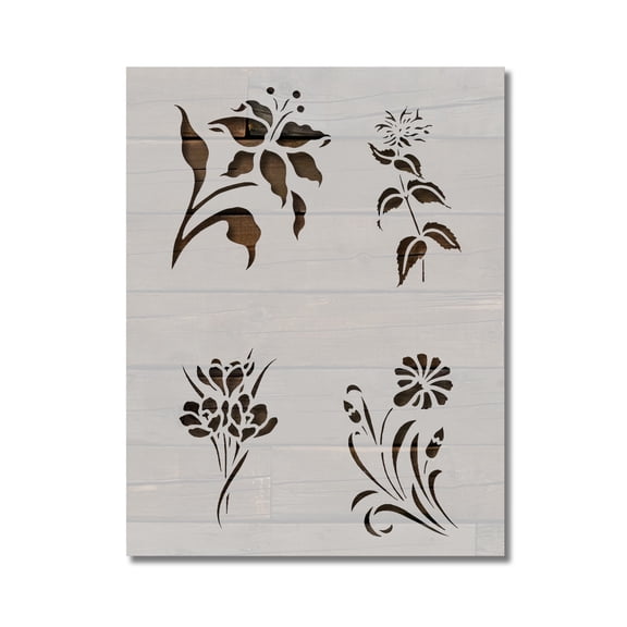 Flowers Floral Roses Flower Pattern Stencil Template Reusable 8.5 x 11 for Painting on Walls, Wood, Etc. By Stencilville