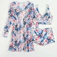 thumbnail image 6 of WREESH Womens 3 Piece Swimsuits Board Shorts Bikini Set with Kimono Beach Cover Ups Printed Bikini Straps Bikini Deep V Split Swimsuit Set Swimsuit Set Bathing Suit Light Blue, 6 of 9