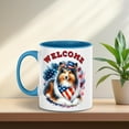 thumbnail image 2 of Shetland Sheepdog Patriotic Welcome for 4Th of July Independence Day 11oz Accent Two-tone Mug Sheltie Dog Lover Gifts Coffee Tea Cup - 00010, 2 of 5