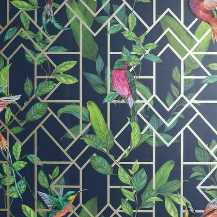 Arthouse Thelma Navy Tropical Deco Wallpaper