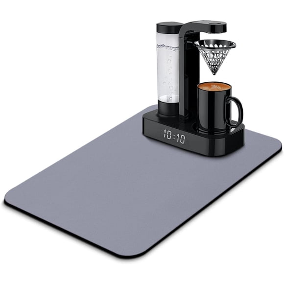 Coffee Maker Bar Mat Countertops,Dish Drying Mat,Bar Drying Mat,Absorbent Hide Stain Anti-Slip Coffee Bar Accessories Fit Under Coffee Machine Mat 23inx15in Grey