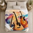 thumbnail image 5 of Vibrant Electric Acoustic Guitars Musical Swirl, Cozy Artistic Scene, Warm Flannel Blanket for Home Library and Reading Nook, Art Lovers Housewarming Gift, Artistic Home Decor, 5 of 9