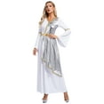 thumbnail image 2 of vastwit Womens Ancient Greek Toga Dress Metallic Flare Sleeve Church Choir Robe Maxi Gown Silver S, 2 of 6